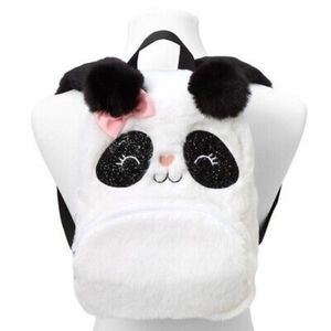 Claire s Club Plush Panda Small Backpack - White